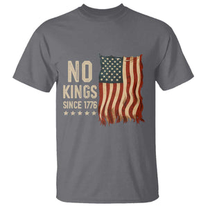 No Kings Since 1776 T Shirt Patriotic 4th Of July Distressed American Flag TS02 Charcoal Print Your Wear