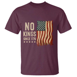 No Kings Since 1776 T Shirt Patriotic 4th Of July Distressed American Flag TS02 Maroon Print Your Wear
