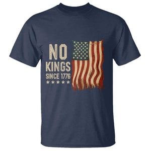 No Kings Since 1776 T Shirt Patriotic 4th Of July Distressed American Flag TS02 Navy Print Your Wear