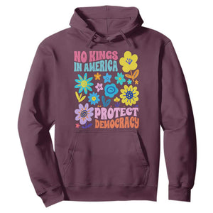 No Kings in America Protect Democracy Hoodie Colorful Flowers Patriotic Feminists TS02 Maroon Print Your Wear
