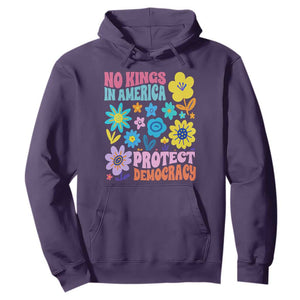 No Kings in America Protect Democracy Hoodie Colorful Flowers Patriotic Feminists TS02 Purple Print Your Wear