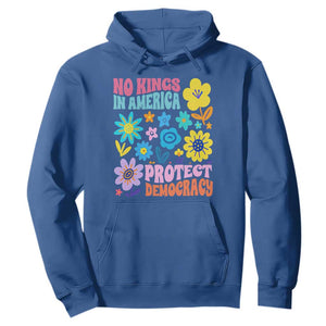 No Kings in America Protect Democracy Hoodie Colorful Flowers Patriotic Feminists TS02 Royal Blue Print Your Wear