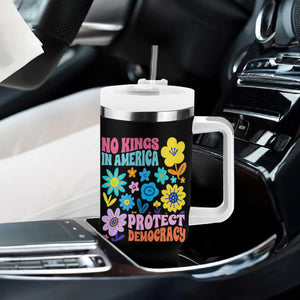 No Kings in America Protect Democracy Tumbler With Handle Colorful Flowers Patriotic Feminists TS02 Print Your Wear