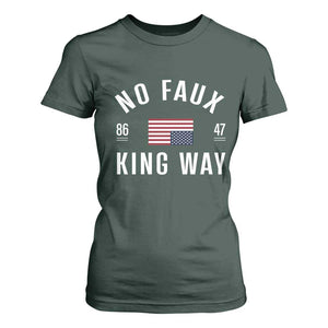 No Kings in America T Shirt For Women US Flag Upside Down TS10 Dark Forest Green Print Your Wear