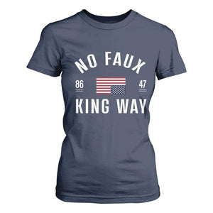 No Kings in America T Shirt For Women US Flag Upside Down TS10 Navy Print Your Wear