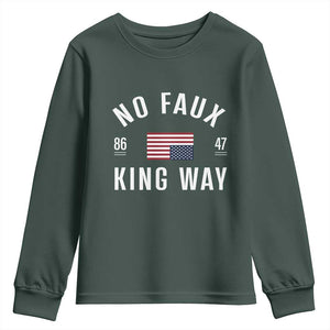 No Kings in America Youth Sweatshirt US Flag Upside Down TS10 Dark Forest Green Print Your Wear