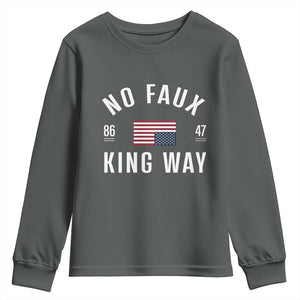 No Kings in America Youth Sweatshirt US Flag Upside Down TS10 Dark Heather Print Your Wear