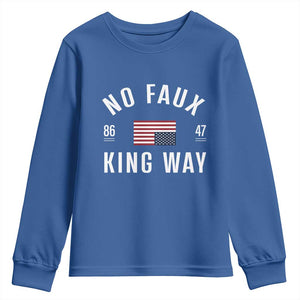 No Kings in America Youth Sweatshirt US Flag Upside Down TS10 Royal Blue Print Your Wear