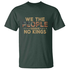 No Kings in USA T Shirt Vintage Old American Flag We The People TS10 Dark Forest Green Print Your Wear