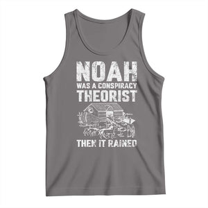Noah Was a Conspiracy Theorist Tank Top Then It Rained Funny Biblical Ark Humor TS02 Deep Heather Print Your Wear
