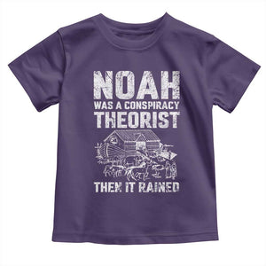 Noah Was a Conspiracy Theorist Toddler T Shirt Then It Rained Funny Biblical Ark Humor TS02 Purple Print Your Wear