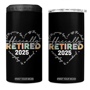 Officially Retired 2025 4 in 1 Can Cooler Tumbler Women Retirement Vintage TS10 One Size: 16 oz Black Print Your Wear