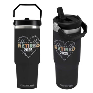 Officially Retired 2025 Flip Straw Tumbler Women Retirement Vintage TS10 One Size: 30 oz Black Print Your Wear