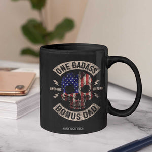 One Badass Bonus Dad Coffee Mug Vintage Step Dad American Flag Fathers Day TS10 Print Your Wear
