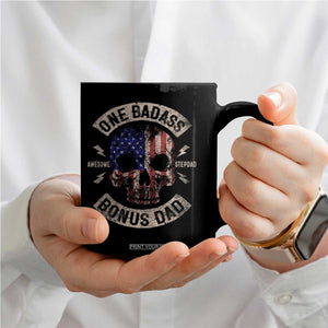 One Badass Bonus Dad Coffee Mug Vintage Step Dad American Flag Fathers Day TS10 Print Your Wear