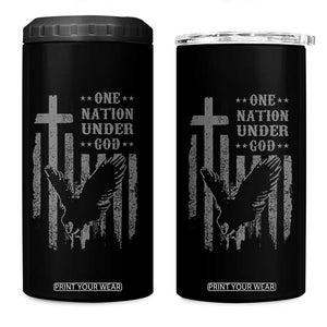 One Nation Under God 4 in 1 Can Cooler Tumbler American Flag Bald Eagle 4th Of July Patriotic Christian TS10 One Size: 16 oz Black Print Your Wear