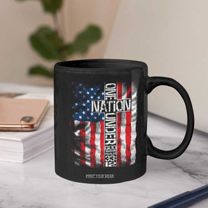 One Nation Under God Coffee Mug 4th Of July Patriotic Christian Vintage Cross American Flag TS11 Print Your Wear