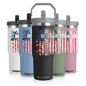 One Nation Under God Flip Straw Tumbler 4th Of July Patriotic Christian Vintage Cross American Flag TS11 Print Your Wear
