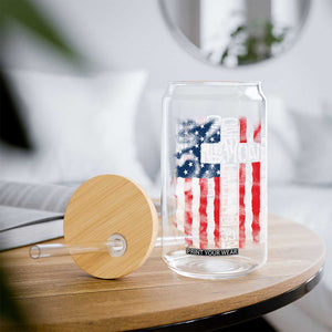 One Nation Under God Glass Can 4th Of July Patriotic Christian Vintage Cross American Flag TS11 Print Your Wear
