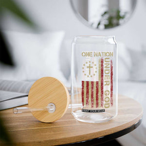 One Nation Under God Glass Can American Flag 4th Of July Patriotic Christian TS10 Print Your Wear