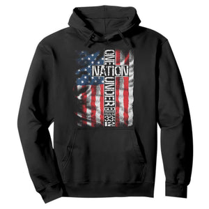 One Nation Under God Hoodie 4th Of July Patriotic Christian Vintage Cross American Flag TS11 Black Print Your Wear