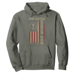 One Nation Under God Hoodie American Flag 4th Of July Patriotic Christian TS10 Military Green Print Your Wear