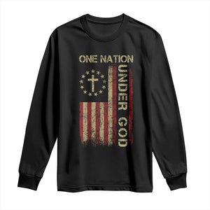 One Nation Under God Long Sleeve Shirt American Flag 4th Of July Patriotic Christian TS10 Black Print Your Wear