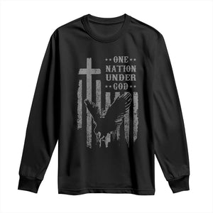 One Nation Under God Long Sleeve Shirt American Flag Bald Eagle 4th Of July Patriotic Christian TS10 Black Print Your Wear