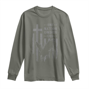 One Nation Under God Long Sleeve Shirt American Flag Bald Eagle 4th Of July Patriotic Christian TS10 Military Green Print Your Wear