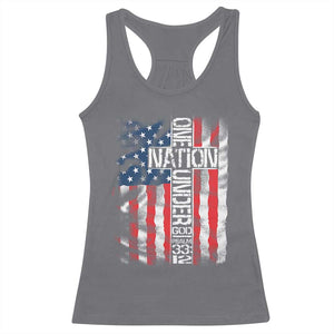One Nation Under God Racerback Tank Top 4th Of July Patriotic Christian Vintage Cross American Flag TS11 Charcoal Print Your Wear