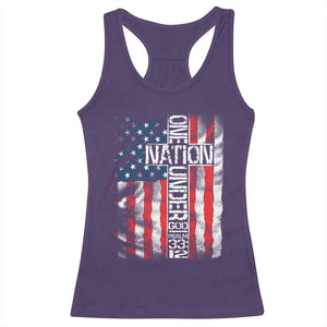 One Nation Under God Racerback Tank Top 4th Of July Patriotic Christian Vintage Cross American Flag TS11 Purple Print Your Wear