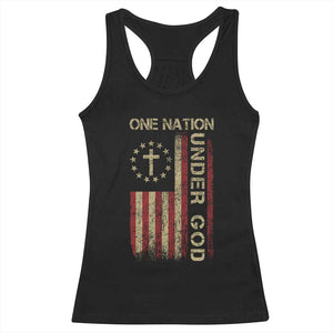 One Nation Under God Racerback Tank Top American Flag 4th Of July Patriotic Christian TS10 Black Print Your Wear