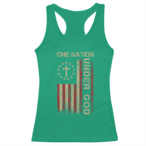 One Nation Under God Racerback Tank Top American Flag 4th Of July Patriotic Christian TS10 Irish Green Print Your Wear