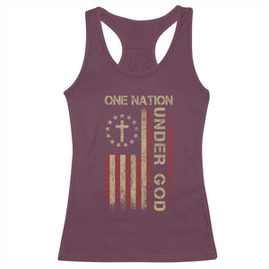 One Nation Under God Racerback Tank Top American Flag 4th Of July Patriotic Christian TS10 Maroon Print Your Wear