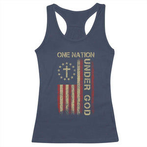 One Nation Under God Racerback Tank Top American Flag 4th Of July Patriotic Christian TS10 Navy Print Your Wear