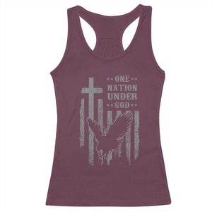 One Nation Under God Racerback Tank Top American Flag Bald Eagle 4th Of July Patriotic Christian TS10 Maroon Print Your Wear