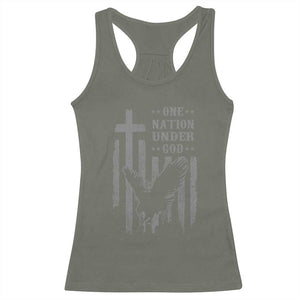 One Nation Under God Racerback Tank Top American Flag Bald Eagle 4th Of July Patriotic Christian TS10 Military Green Print Your Wear