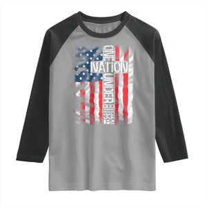 One Nation Under God Raglan Shirt 4th Of July Patriotic Christian Vintage Cross American Flag TS11 Sport Gray Black Print Your Wear
