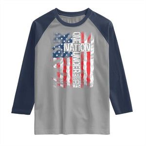 One Nation Under God Raglan Shirt 4th Of July Patriotic Christian Vintage Cross American Flag TS11 Sport Gray Navy Print Your Wear