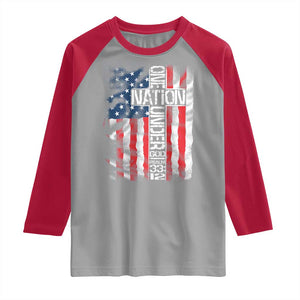 One Nation Under God Raglan Shirt 4th Of July Patriotic Christian Vintage Cross American Flag TS11 Sport Gray Red Print Your Wear