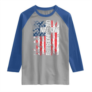 One Nation Under God Raglan Shirt 4th Of July Patriotic Christian Vintage Cross American Flag TS11 Sport Gray Royal Print Your Wear