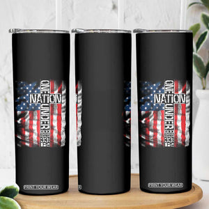 One Nation Under God Skinny Tumbler 4th Of July Patriotic Christian Vintage Cross American Flag TS11 Print Your Wear