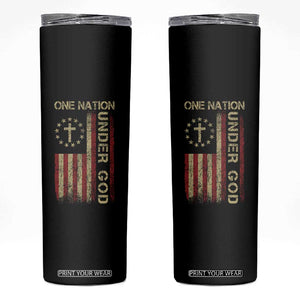 One Nation Under God Skinny Tumbler American Flag 4th Of July Patriotic Christian TS10 Black Print Your Wear