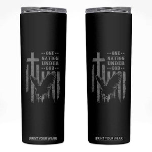 One Nation Under God Skinny Tumbler American Flag Bald Eagle 4th Of July Patriotic Christian TS10 Black Print Your Wear