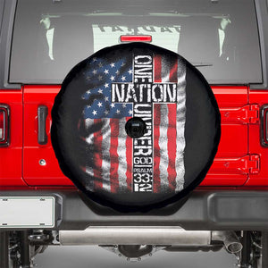 One Nation Under God Spare Tire Cover 4th Of July Patriotic Christian Vintage Cross American Flag TS11 Black Print Your Wear