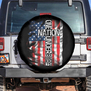 One Nation Under God Spare Tire Cover 4th Of July Patriotic Christian Vintage Cross American Flag TS11 No hole Black Print Your Wear