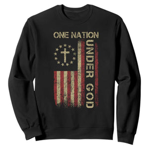 One Nation Under God Sweatshirt American Flag 4th Of July Patriotic Christian TS10 Black Print Your Wear