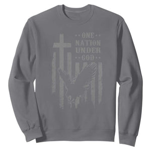 One Nation Under God Sweatshirt American Flag Bald Eagle 4th Of July Patriotic Christian TS10 Charcoal Print Your Wear