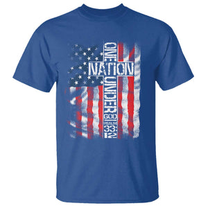 One Nation Under God T Shirt 4th Of July Patriotic Christian Vintage Cross American Flag TS11 Royal Blue Print Your Wear