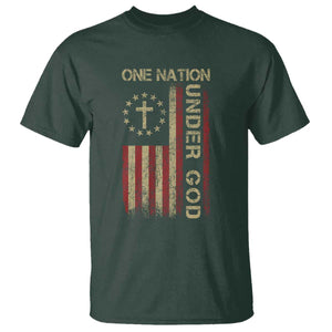 One Nation Under God T Shirt American Flag 4th Of July Patriotic Christian TS10 Dark Forest Green Print Your Wear